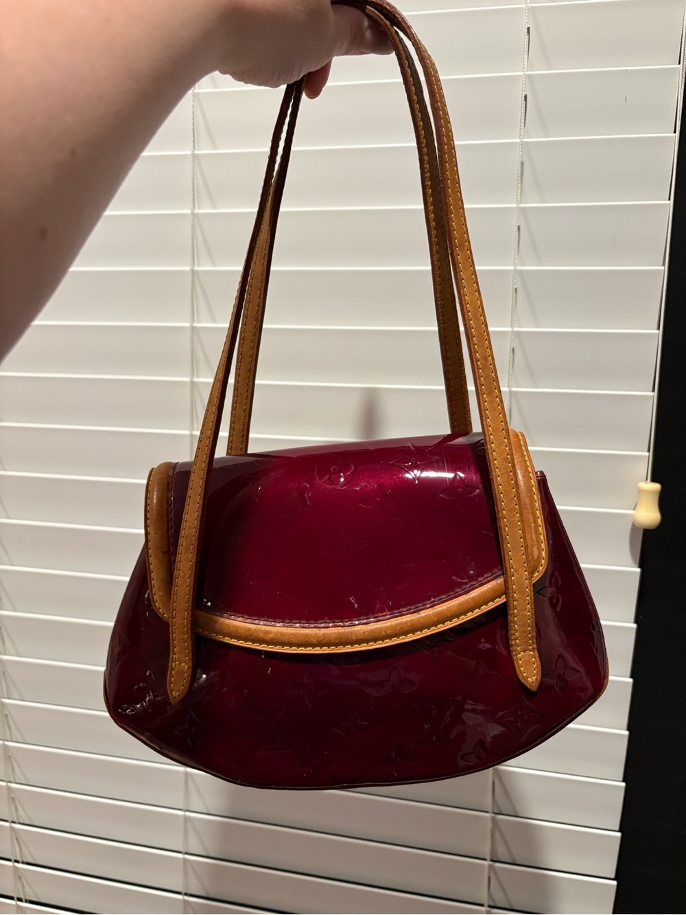 Custom dyed Louis Vuitton vernis burgundy brown vintage